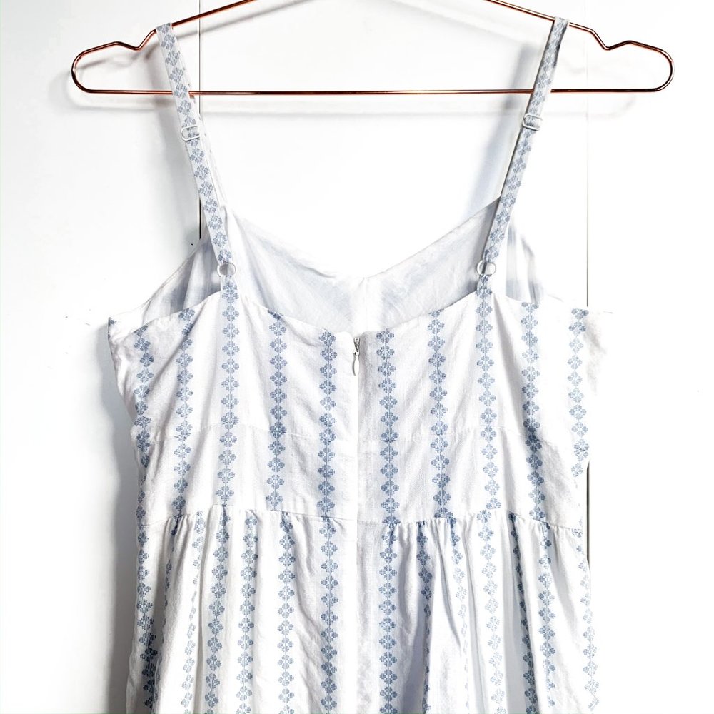 J.CREW cotton summer dress w/blue pattern; pockets - Picture 2 of 7